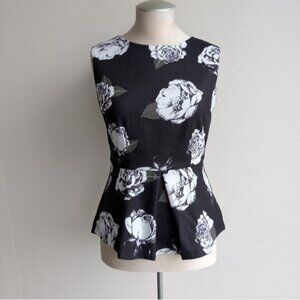 Pink Martini Floral Peplum Sleeveless Blouse